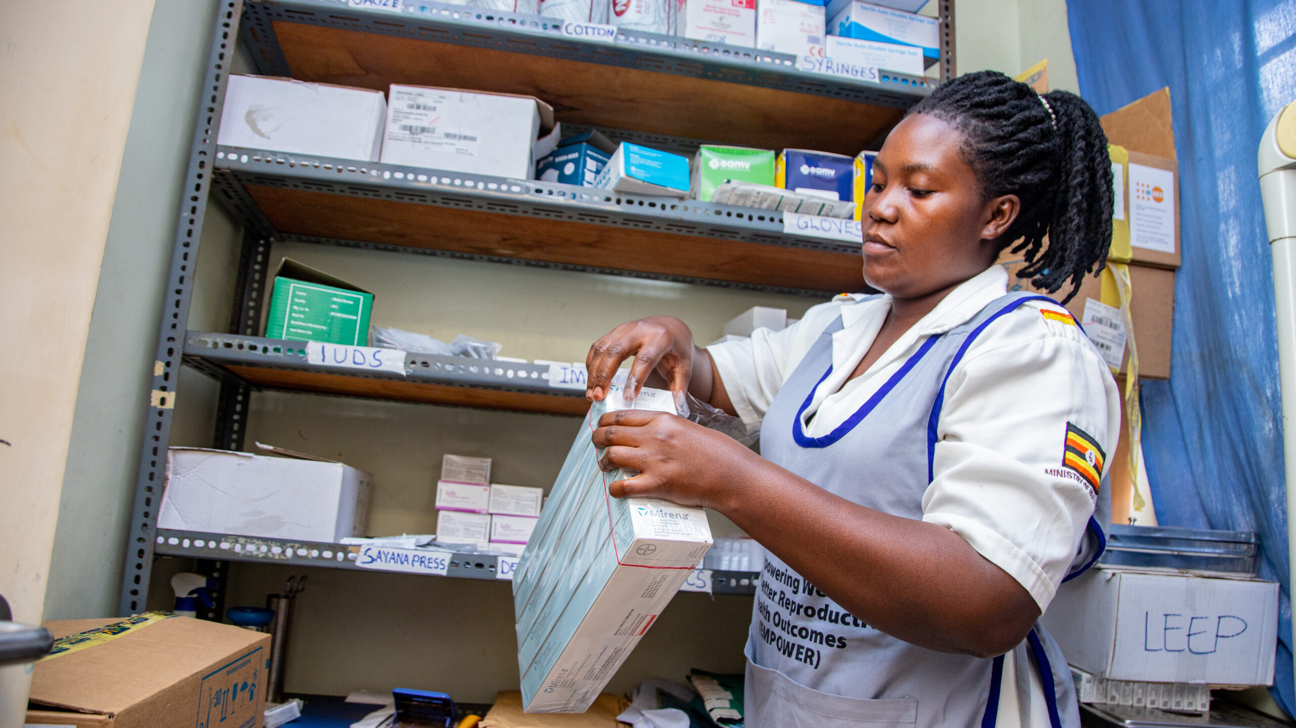 Value for Money Strategy - EMPOWER. Image: Midwife Violet reports improvement in stock management at Iganga General Hospital.